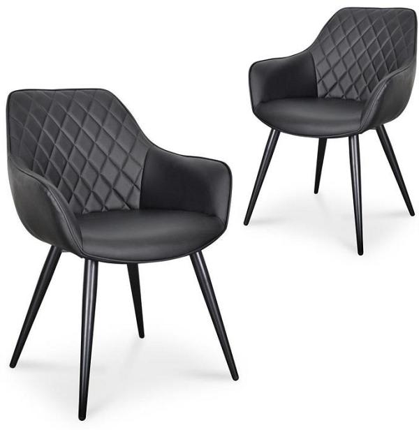 Set Of 2 - George Dining Chair - Black PU by Interior Secrets - AfterPay Available