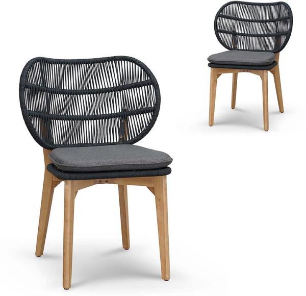 Set of 2 - Jorge Outdoor Dining Chair - Anthracite Grey Cushion by Interior Secrets - AfterPay Available