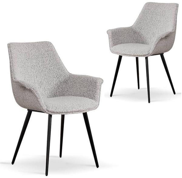 Set of 2 - Nola Fabric Dining Chair - Pepper Boucle by Interior Secrets - AfterPay Available