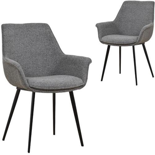 Set of 2 - Nola Fabric Dining Chair - Spec Charcoal by Interior Secrets - AfterPay Available