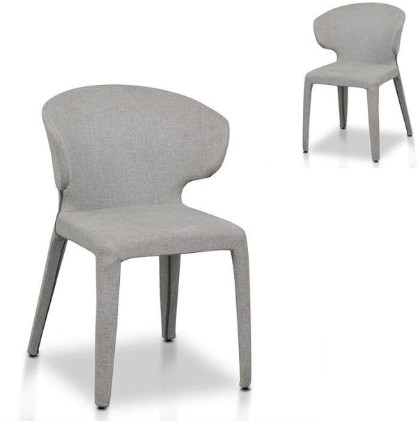 Set of 2 - Pollard Fabric Dining Chair - Coastal Light Grey by Interior Secrets - AfterPay Available