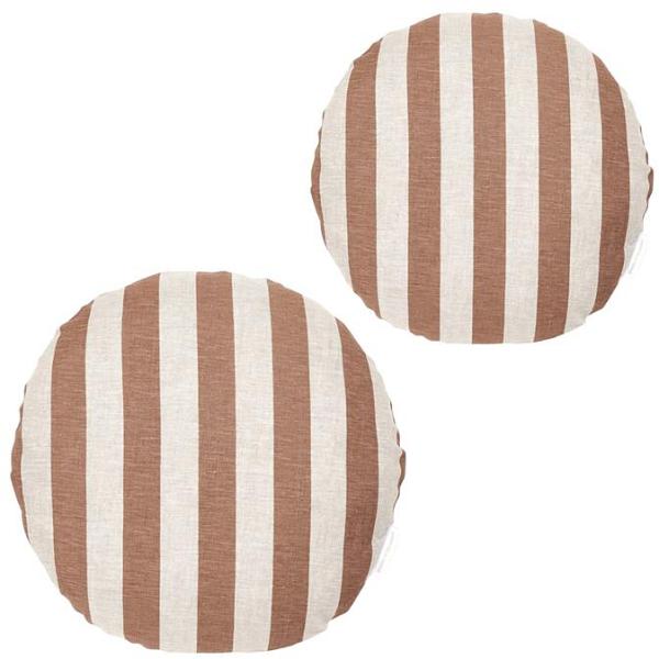 Set of 2 - Stripe 40cm Round Cushion - Hazel by Interior Secrets - AfterPay Available