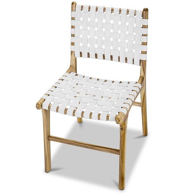 Set of 2 - Xander Leather Teak Dining Chair - White by Interior Secrets - AfterPay Available