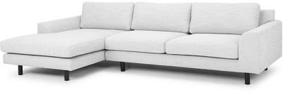 Sonia 3 Seater Left Chaise Fabric Sofa in Light Texture Grey - Black legs - Last One by Interior Secrets - AfterPay Available