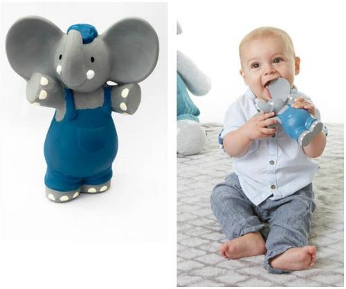 Alvin the Elephant Natural Rubber Squeaker Toy Teether