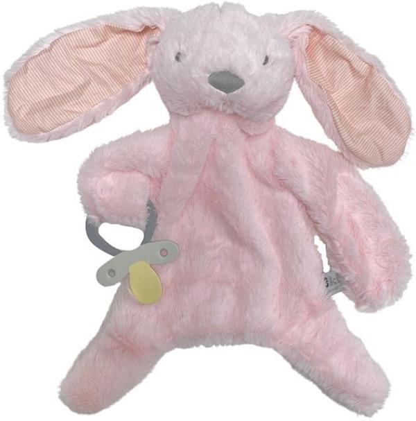 Fluffy Bunny Dummy Holder Light Pink Stripe