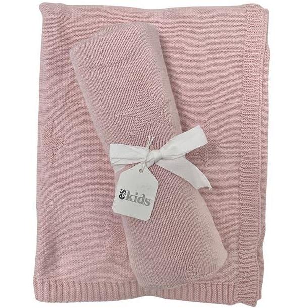 Knitted Baby Blanket - Pink Star