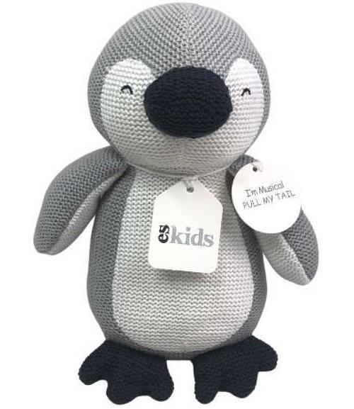 Knitted Musical Penguin Grey