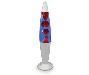 Blue and Red Lava Lamp with Silver Base