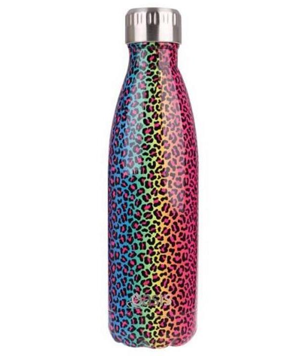 Oasis Kids Insulated Stainless Steel Drink Bottle (500ml) Rainbow Leopard