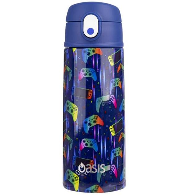 Oasis Kids Stainless Steel Double Wall Insulated Drink Bottle with Sipper (550ml) Gamer