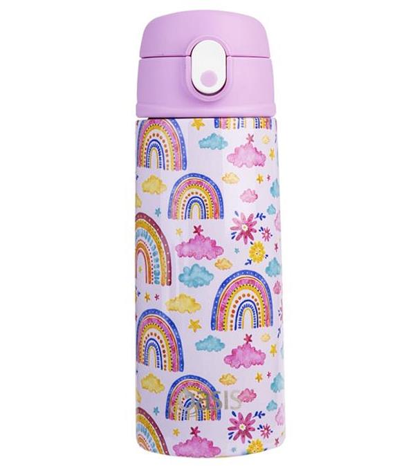 Oasis Kids Stainless Steel Double Wall Insulated Drink Bottle with Sipper (550ml) Rainbow Sky