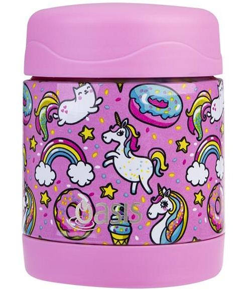 Oasis Kids Stainless Steel Double Wall Insulated Kids Food Flask (300ml) Unicorn