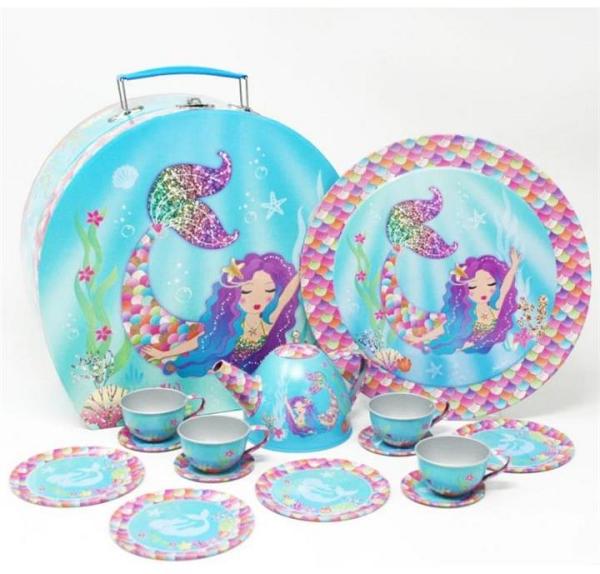 Rainbow Mermaid 15Pce Tin Tea Set