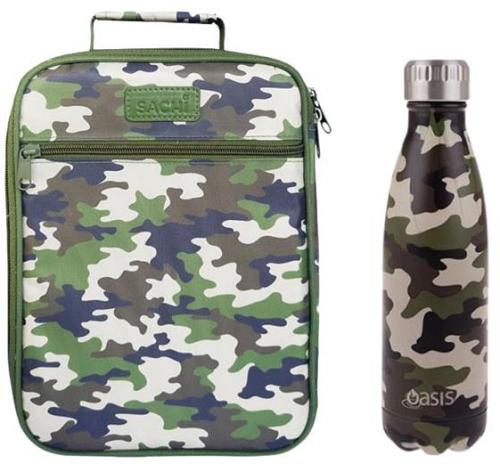 Green Camo Bag and Bottle Combo