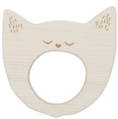 Wooden Story Yawning Cat Maple Wood Teether