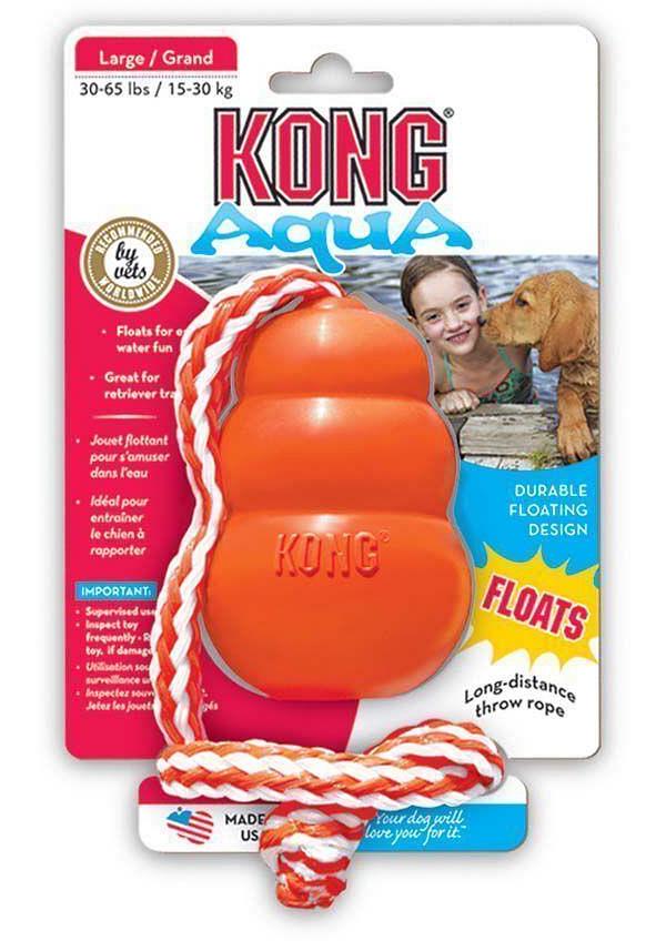 3 x KONG Aqua Classic Shape Fetch Dog Toy on a Rope -