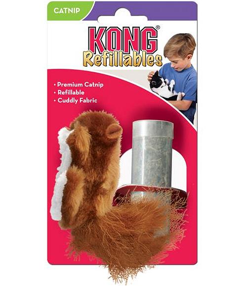 3 x KONG Squirrel Cat Toy with Refillable Catnip Tube