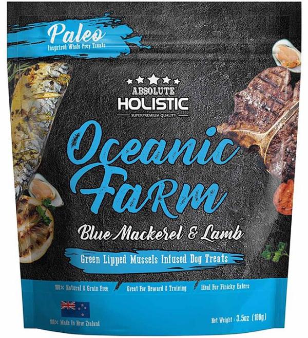 Absolute Holistic Air Dried Dog Treats Oceanic Farm Blue Mackerel & Lamb 100gm