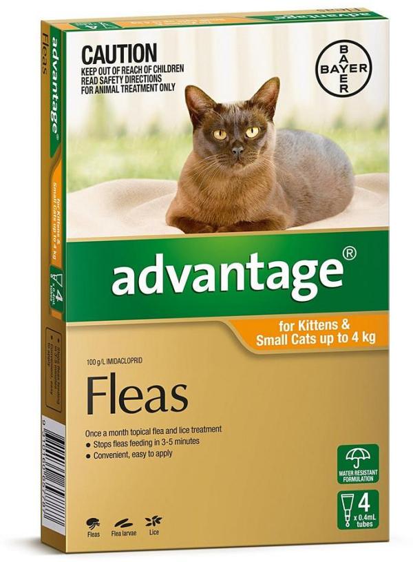 Advantage Spot-On Flea Control Treatment for Cats Under 4kg - 4-Pack