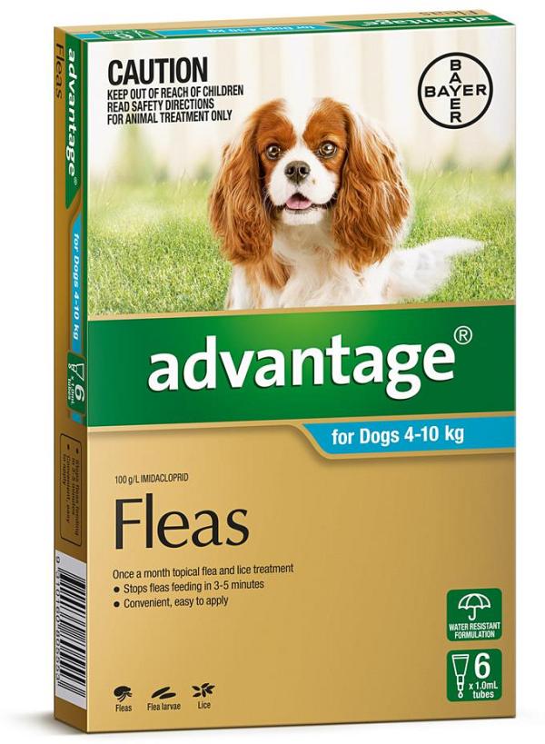 Advantage Spot-On Flea Control Treatment for Dogs 4-10kg - 6-Pack