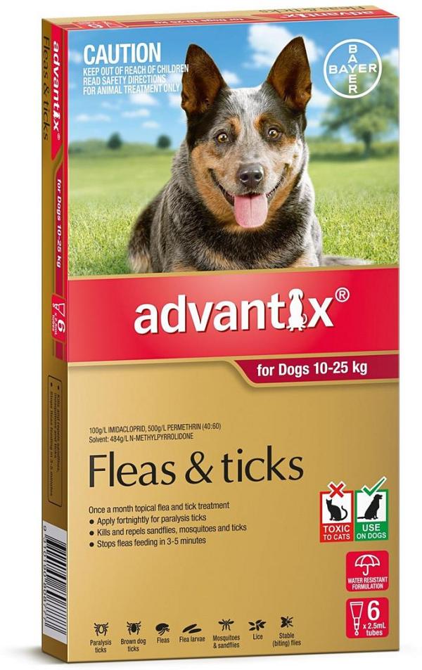 Advantix Spot-On Flea & Tick Control Treatment for Dogs 10-25kg - 6-Pack