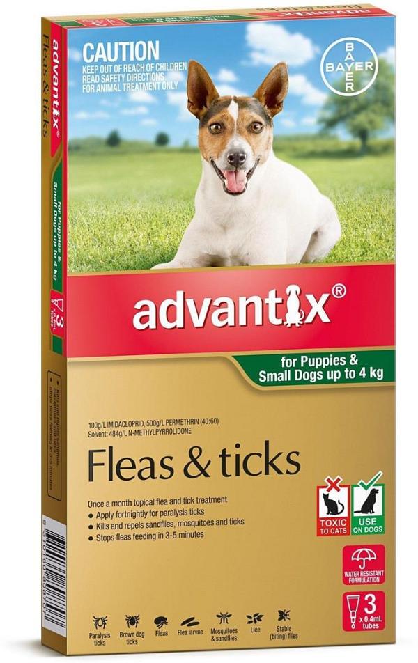 Advantix Spot-On Flea & Tick Control Treatment for Dogs Up to 4kg - 3-Pack
