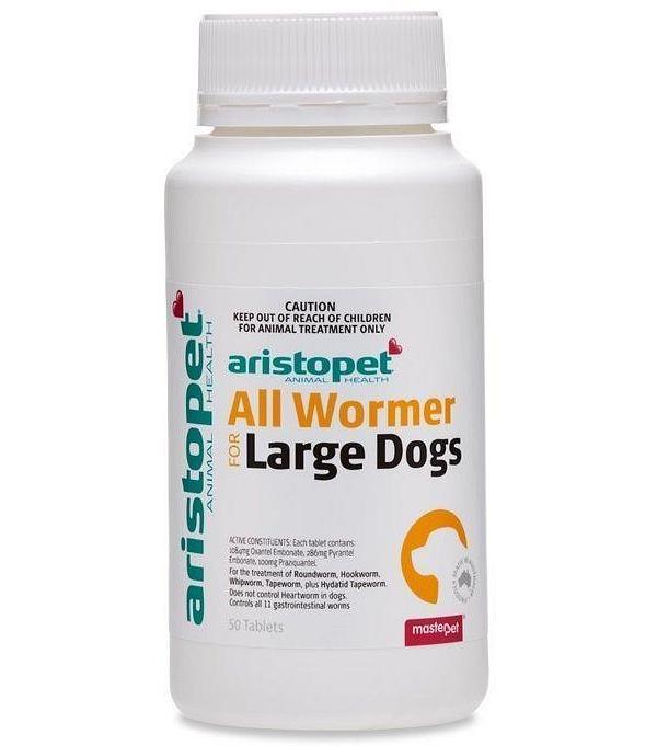 AristoPet Intestinal All Wormer Tablets for Large Dogs 50 Tablets
