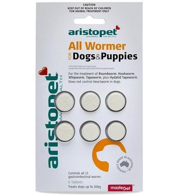 Aristopet Intestinal All Wormer Tablets for Puppies and Small Dogs - 6 Pack