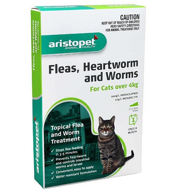 Aristopet Spot-on Flea, Heartworm & All-Wormer - Cats over 4kg 3-pack