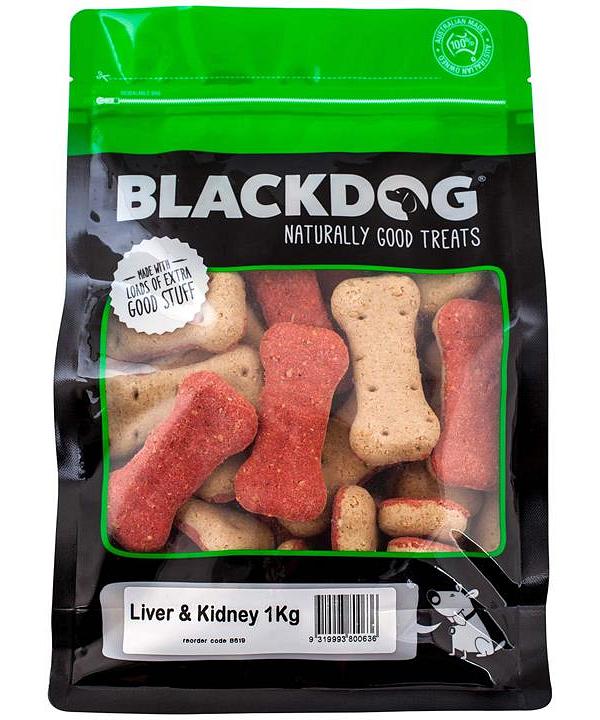 Black Dog Naturally Baked Australian Biscuit Treats for Dogs - Liver & Kidney 1kg