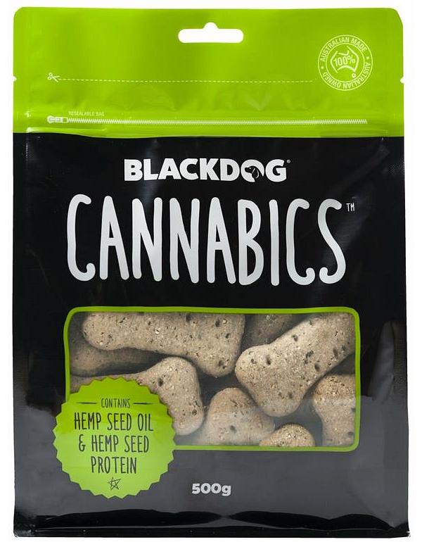 Black Dog Naturally Baked Cannabics Australian Dog Biscuit Treats with Hemp Seed Oil - 500g