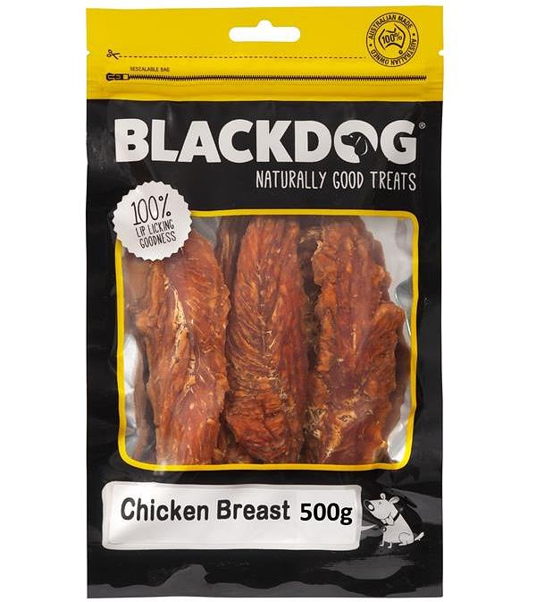 Black Dog Naturally Dried Australian Chicken Fillet Breast Dried Dog Treats - 500g
