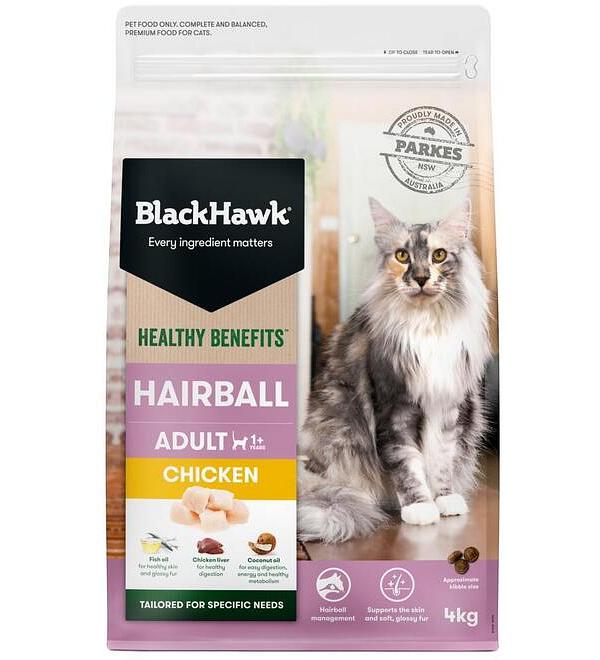 Black Hawk Healthy Benefits Hairball Dry Cat Food Chicken 4kg