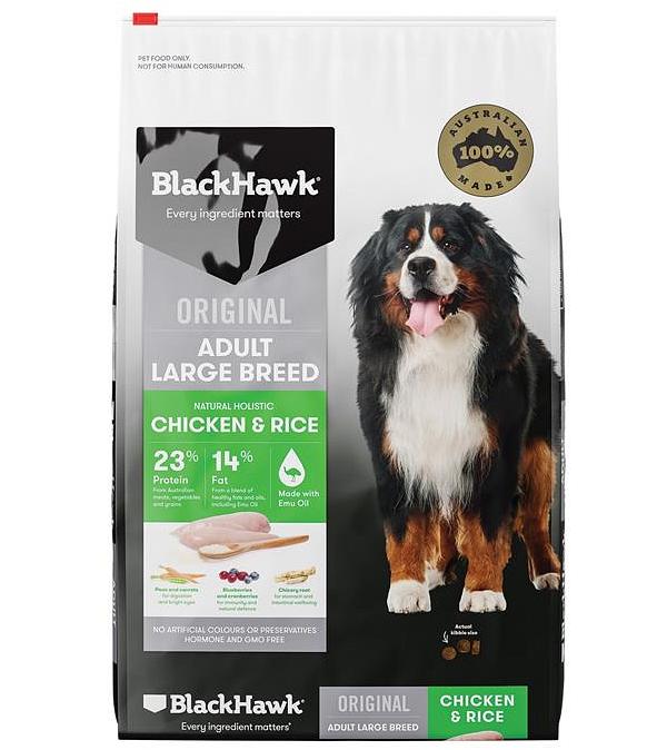 Black Hawk Original Chicken & Rice Large Breed Adult Dry Dog Food 20kg