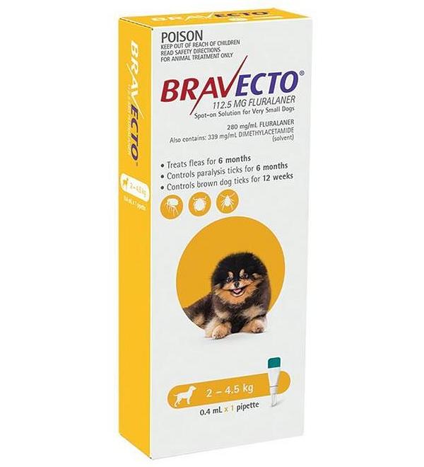 Bravecto Spot-on Flea & Tick Treatment for Dogs 2-4.5kg