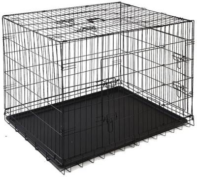 Portable Black Steel Rust-Resistant Dog Crate Foldable with Leak-Proof Trayze 48