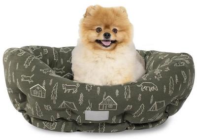 Fringe Studio Canvas Round Cuddler Dog Bed - Camping Olive -