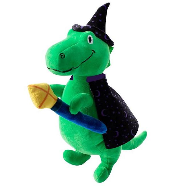 Fringe Studio Halloween Plush Squeaker Dog Toy - Spell-A-Saurus Dino Witch
