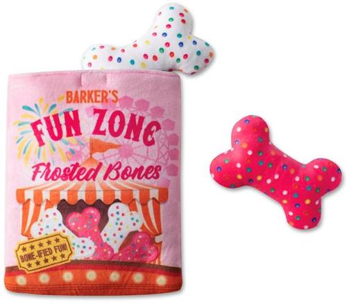 Fringe Studio Plush Burrow Interactive Dog Toy - Fun Zone Bones