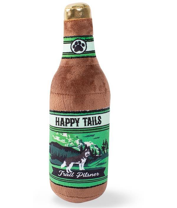 Fringe Studio Plush Squeaker Dog Toy - Happy Tails Beer Bottle