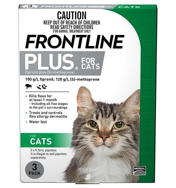 Frontline Plus Flea and Biting Lice Control for Cats 3 pack