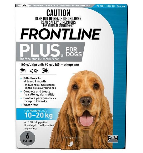 Frontline Plus Flea & Tick Protection for Dogs 10-20kg - 6 Pack