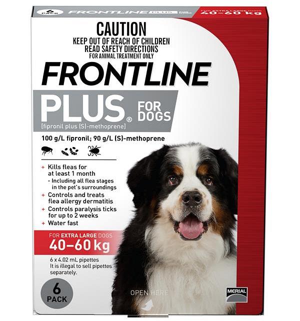Frontline Plus Flea & Tick Protection for Dogs 40-60kg - 6 Pack