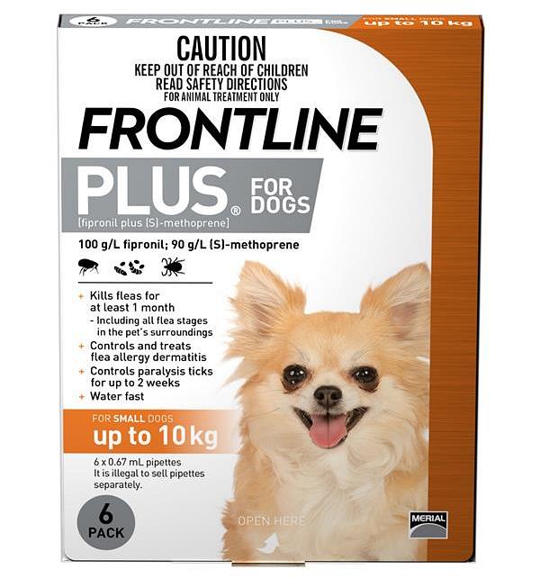 Frontline Plus Flea & Tick Protection for Dogs up to 10kg - 6 Pack
