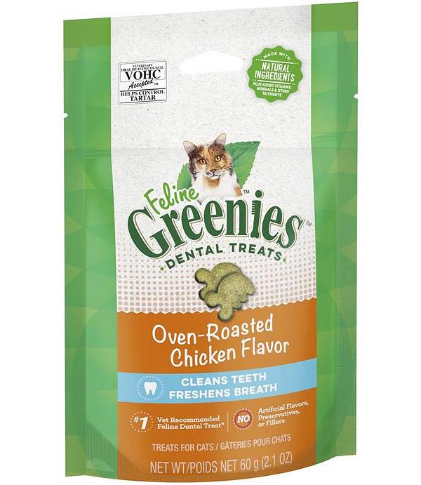 Greenies Feline Cat Dental Treats Oven Roasted Chicken Flavor 60g x 10 Packs