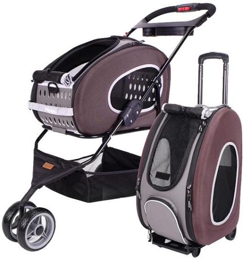 IBIYAYA 5-in-1 Combo EVA Pet Carrier/Pram/Stroller Backpack - Chocolate