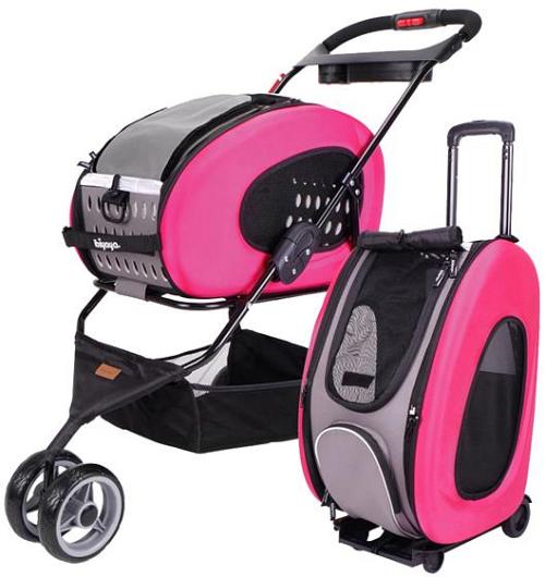 IBIYAYA 5-in-1 Combo EVA pet Carrier & Stroller Backpack - Hot Pink