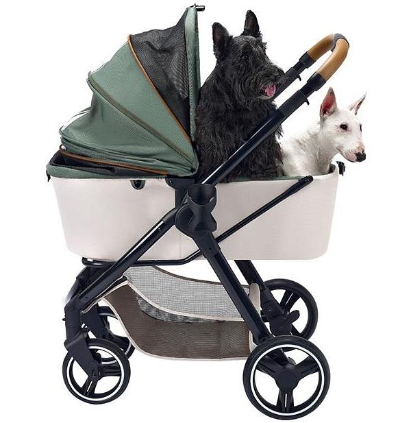 Ibiyaya Retro Luxe Folding Pet Stroller for Pets up to 30kg - Soft Sage