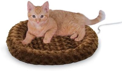 K&H Thermo Heated Indoor Pet Bed Round Plush Chocolate